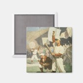  sport, honkbalspelers bij een spel magneet (Voorkant / Achterkant)