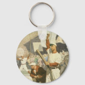  sport, honkbalspelers bij een spel sleutelhanger (Achterkant)