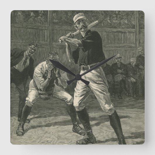  sport, honkbalspelers van Thulstrup Vierkante Klok (Voorkant)