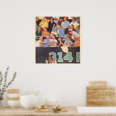  sport honkbalventilatoren die een spelletje bekij poster (Keuken)