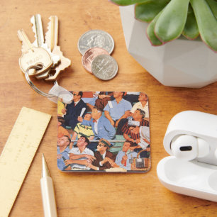  sport honkbalventilatoren die een spelletje bekij sleutelhanger