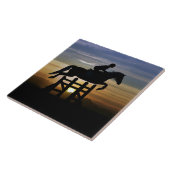 Sport Horse Jumping met Rider Art Tegeltje (Zijkant)