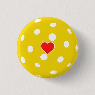 Sport Ik hou van Pickleball gele bal met hart Ronde Button 3,2 Cm