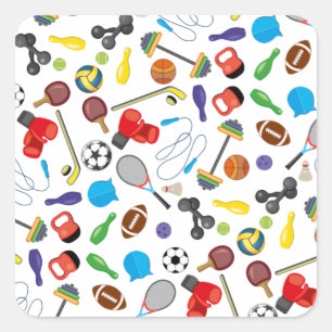 Sport in de wereld vierkante sticker