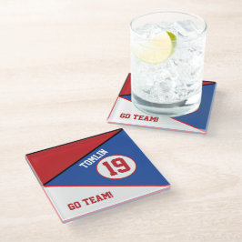 Sport Inspired Rood & Blauw glazen onderzetter