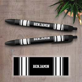 Sport Jersey Black en White Stripes Persoonlijk Zwarte Inkt Pen