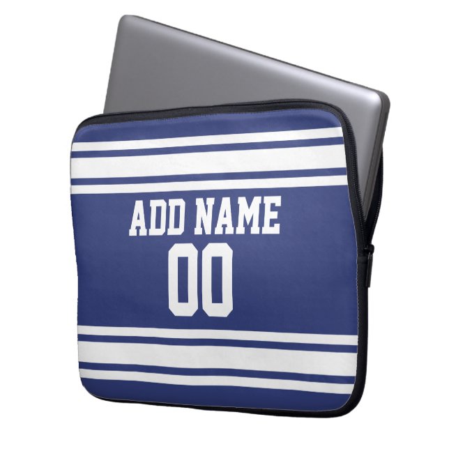 Sport Jersey met aangepaste naam en nummer Laptop Sleeve (Voorkant Links)