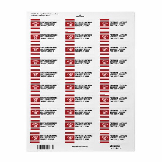 Sport Jersey met Jouw naam en nummer Etiket (Full Sheet)