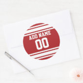 Sport Jersey met Jouw naam en nummer Ronde Sticker (Envelop)