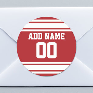 Sport Jersey met Jouw naam en nummer Ronde Sticker