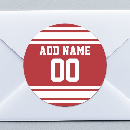 Sport Jersey met Jouw naam en nummer Ronde Sticker