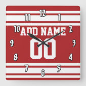 Sport Jersey met Jouw naam en nummer Vierkante Klok (Voorkant)