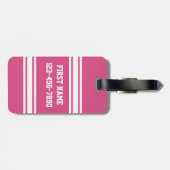 Sport Jersey met naam en nummer - Roze White Bagagelabel (Achterkant horizontaal)