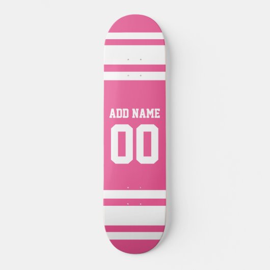 Sport Jersey met naam en nummer - Roze White Skateboard (Voorkant)