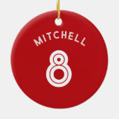 Sport Jersey Naam Nummer Team Kleuren Voetbal Keramisch Ornament (Achterkant)