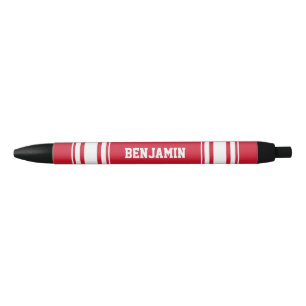 Sport Jersey Red en White Stripes gepersonaliseerd Zwarte Inkt Pen