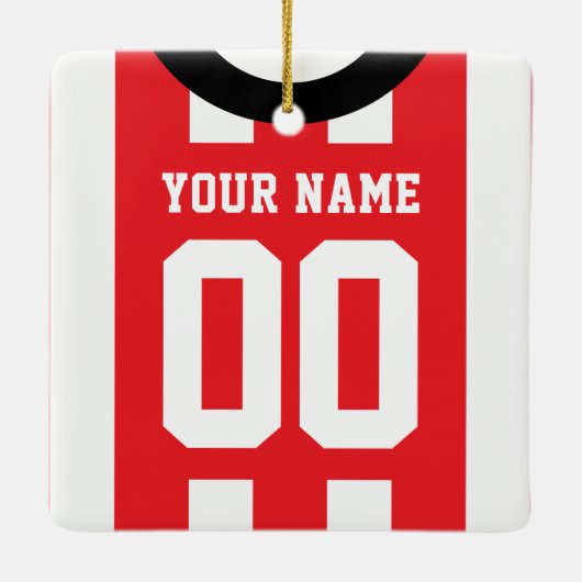  Sport Jersey Red Sjabloon Keramisch Ornament (Achterkant)