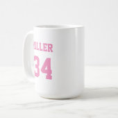 Sport Jersey Roze Custom Naam en Nummer Koffiemok (Voorkant links)
