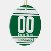 Sport Jersey White Stripes | DIY-tekst | Donkergro Keramisch Ornament (Rechts)