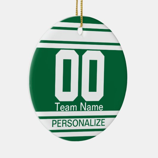 Sport Jersey White Stripes | DIY-tekst | Donkergro Keramisch Ornament (Rechts)