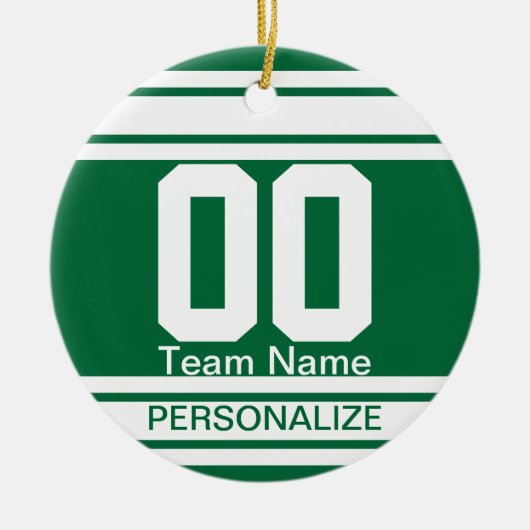 Sport Jersey White Stripes | DIY-tekst | Donkergro Keramisch Ornament (Voorkant)