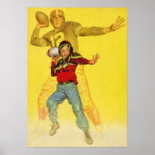  sport, jongen als toekomstig Football Quarterback Poster (Voorkant)