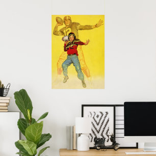 sport, jongen als toekomstig Football Quarterback Poster