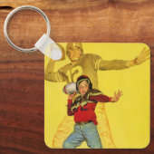  sport, jongen als toekomstig Football Quarterback Sleutelhanger (Voorkant)