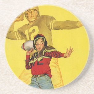 sport, jongen als toekomstig Football Quarterback Zandsteen Onderzetter