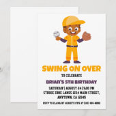 Sport kinder honkbal verjaardagsuitnodigingen kaart (Voorkant / Achterkant)