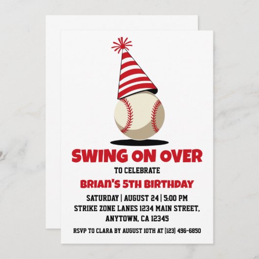 Sport kinder honkbal verjaardagsuitnodigingen kaart (Voorkant / Achterkant)