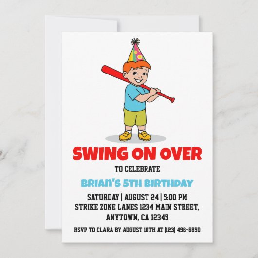 Sport kinder honkbal verjaardagsuitnodigingen kaart (Voorkant)