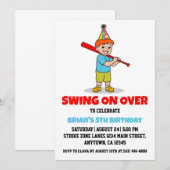 Sport kinder honkbal verjaardagsuitnodigingen kaart (Voorkant / Achterkant)