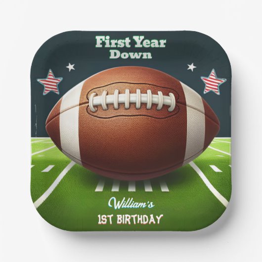 Sport kinder jongens ticket Football 1e Verjaardag Papieren Bordje (Voorkant)