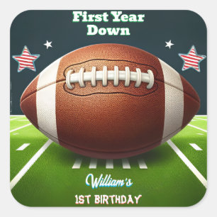 Sport kinder jongens ticket Football 1e Verjaardag Vierkante Sticker
