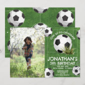 Sport Kinder Voetbal Verjaardag Party foto Kaart (Voorkant / Achterkant)