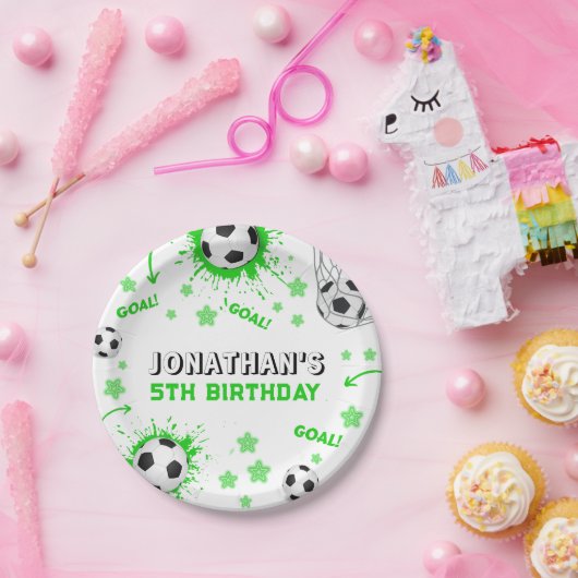 Sport Kinder Voetbal Verjaardagsfeest Papieren Bordje (Feest)