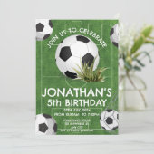 Sport Kinder Voetbal Verjaardagsfeestuitnodiging Kaart (Staand voorkant)