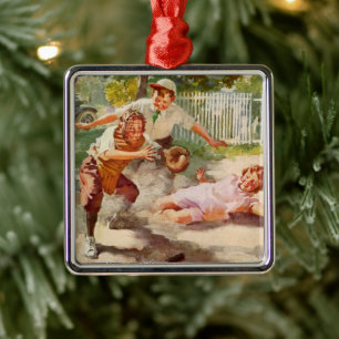  sport, kinderen spelen voetbal metalen ornament