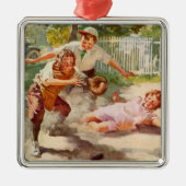  sport, kinderen spelen voetbal metalen ornament (Voorkant)