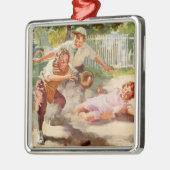  sport, kinderen spelen voetbal metalen ornament (Links)