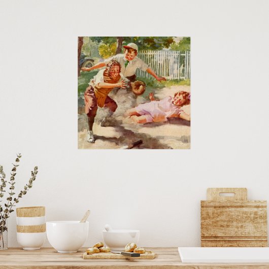  sport, kinderen spelen voetbal poster (Keuken)