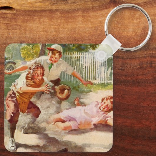  sport, kinderen spelen voetbal sleutelhanger (Achterkant)