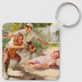  sport, kinderen spelen voetbal sleutelhanger (Achterkant)