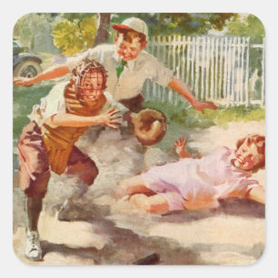 sport, kinderen spelen voetbal vierkante sticker