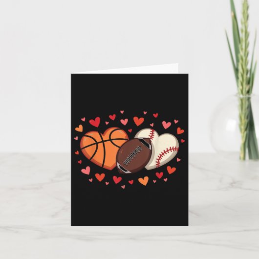 Sport Liefde Hart Voetbal Basketbal Valentijnsdag  Kaart (Voorkant)