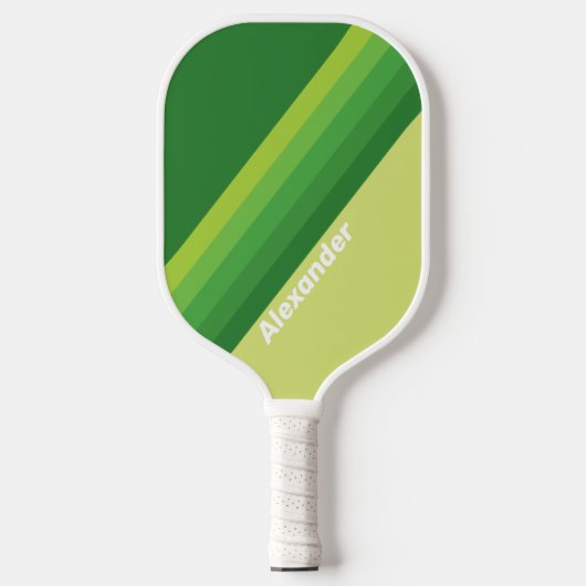 Sport Lily Pad Green Stripes with Name Pickleball Paddle (Voorkant)