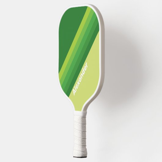 Sport Lily Pad Green Stripes with Name Pickleball Paddle (Links)