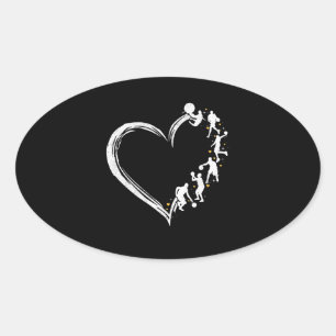 Sport Lover Spelers Basketball Love Heart Ovale Sticker