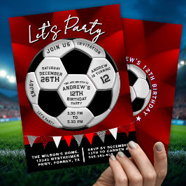 Sport Lovers Soccer Ball Boys Red Birthday Kaart